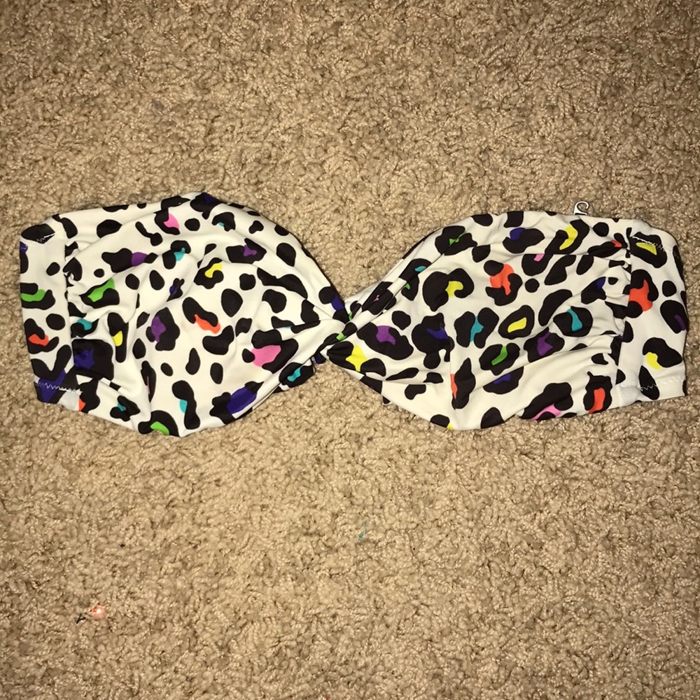 Victoria Secret white rainbow leopard bikini top